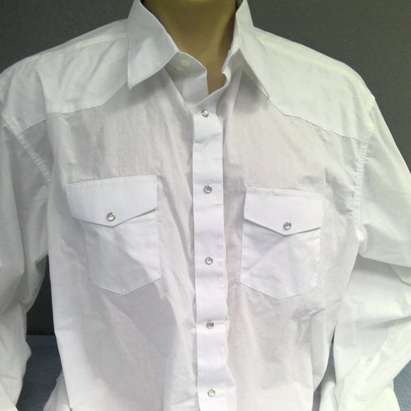 Wrangler Western Pearl Snap Shirt Long Sleeve White Men's 2XL - Picture 1 of 8